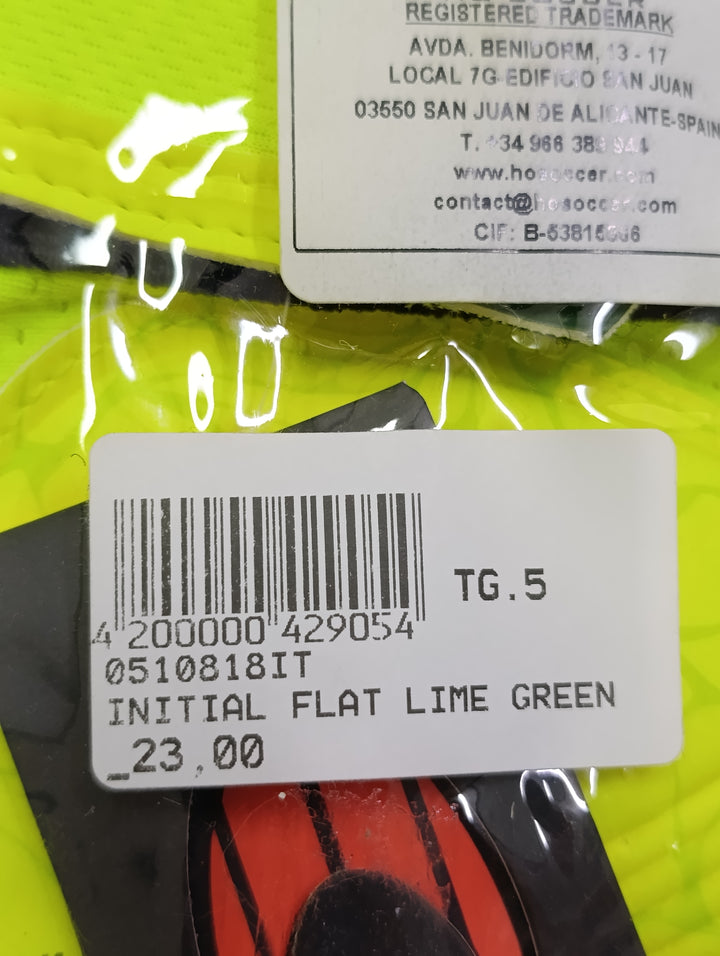 Ho soccer initial flat lime green size 5 guanti portiere calcio nuovi