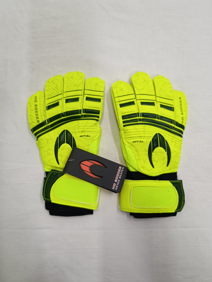 Ho soccer initial flat lime green size 5 guanti portiere calcio nuovi