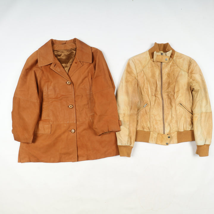 Box mix abbigliamento vintage in pelle Uomo e Donna 14 pz stock leather jacket
