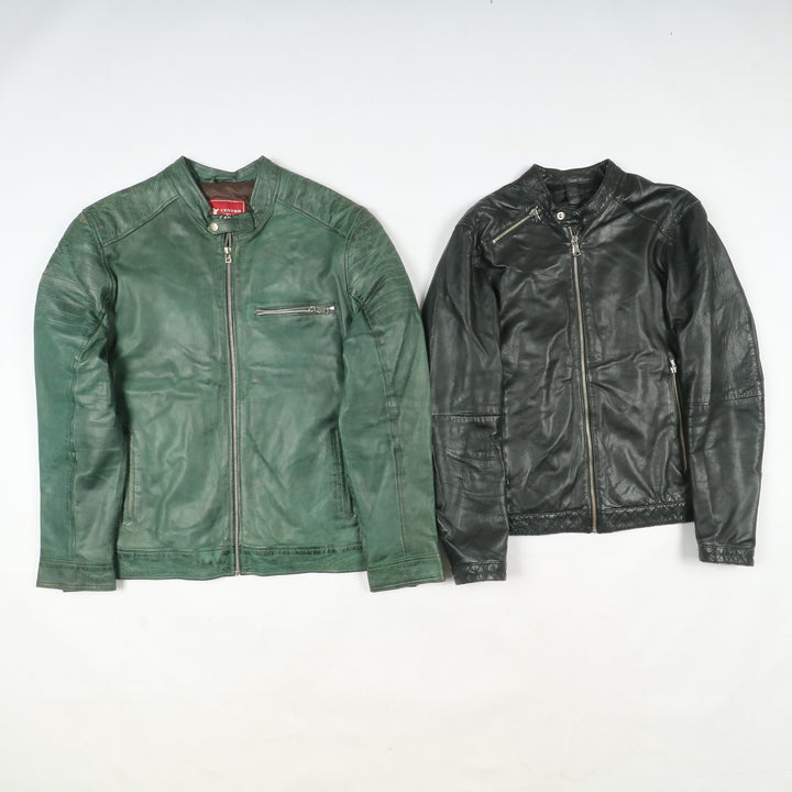 Box mix abbigliamento vintage in pelle Uomo e Donna 14 pz stock leather jacket