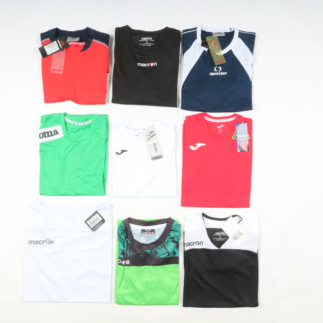 Magliette t-shirt sportive da calcio nuove 98pz uomo e donna Sportika, Macron, Royal, Joma
