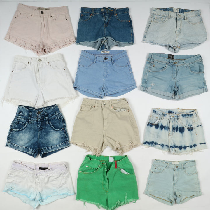 Short jeans donna mix brand box da 77pz vita alta, media e bassa