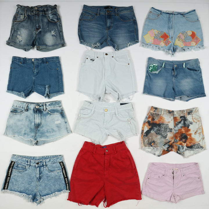 Short jeans donna mix brand box da 77pz vita alta, media e bassa