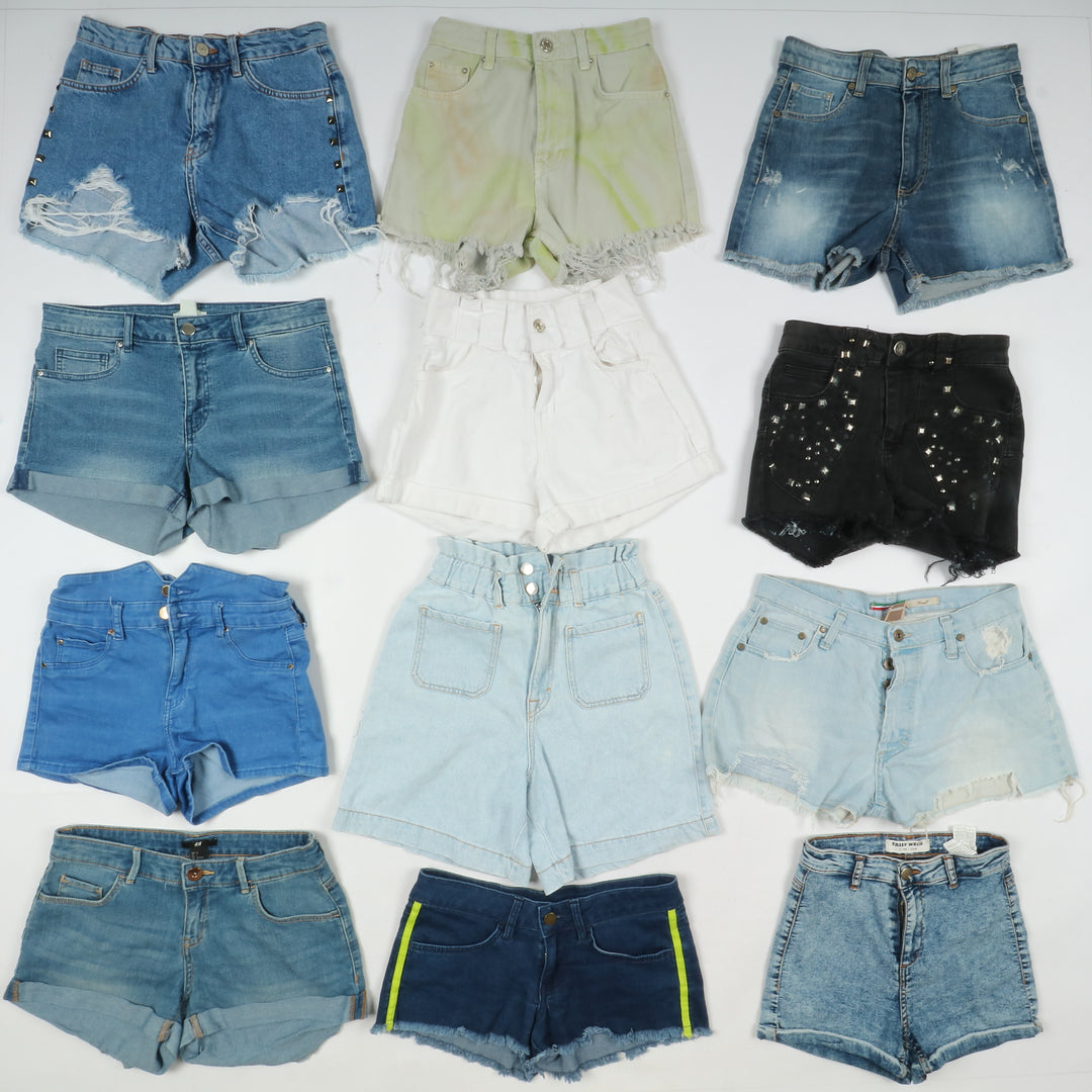 Short jeans donna mix brand box da 77pz vita alta, media e bassa