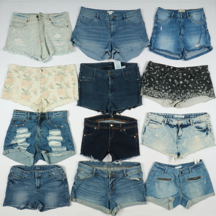 Short jeans donna mix brand box da 77pz vita alta, media e bassa