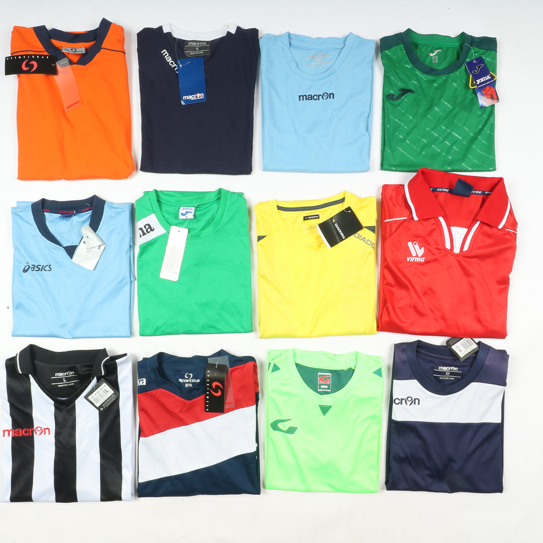 Magliette t-shirt sportive da calcio nuove 100pz uomo e donna Sportika, Macron, Royal, Joma