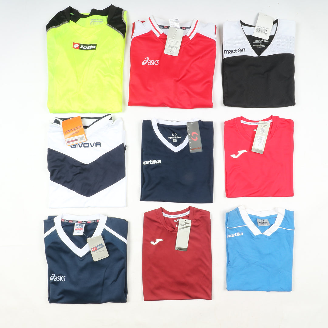 Magliette t-shirt sportive da calcio nuove 100pz uomo e donna Sportika, Macron, Royal, Joma