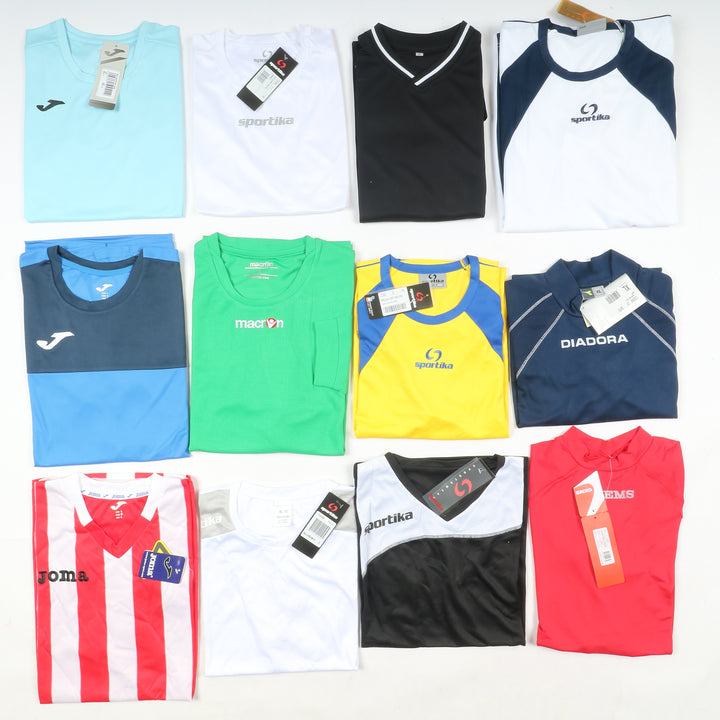 Magliette t-shirt sportive da calcio nuove 97pz uomo e donna Sportika, Macron, Royal, Joma