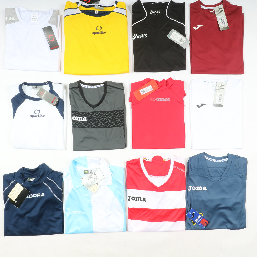 Magliette t-shirt sportive da calcio nuove 97pz uomo e donna Sportika, Macron, Royal, Joma