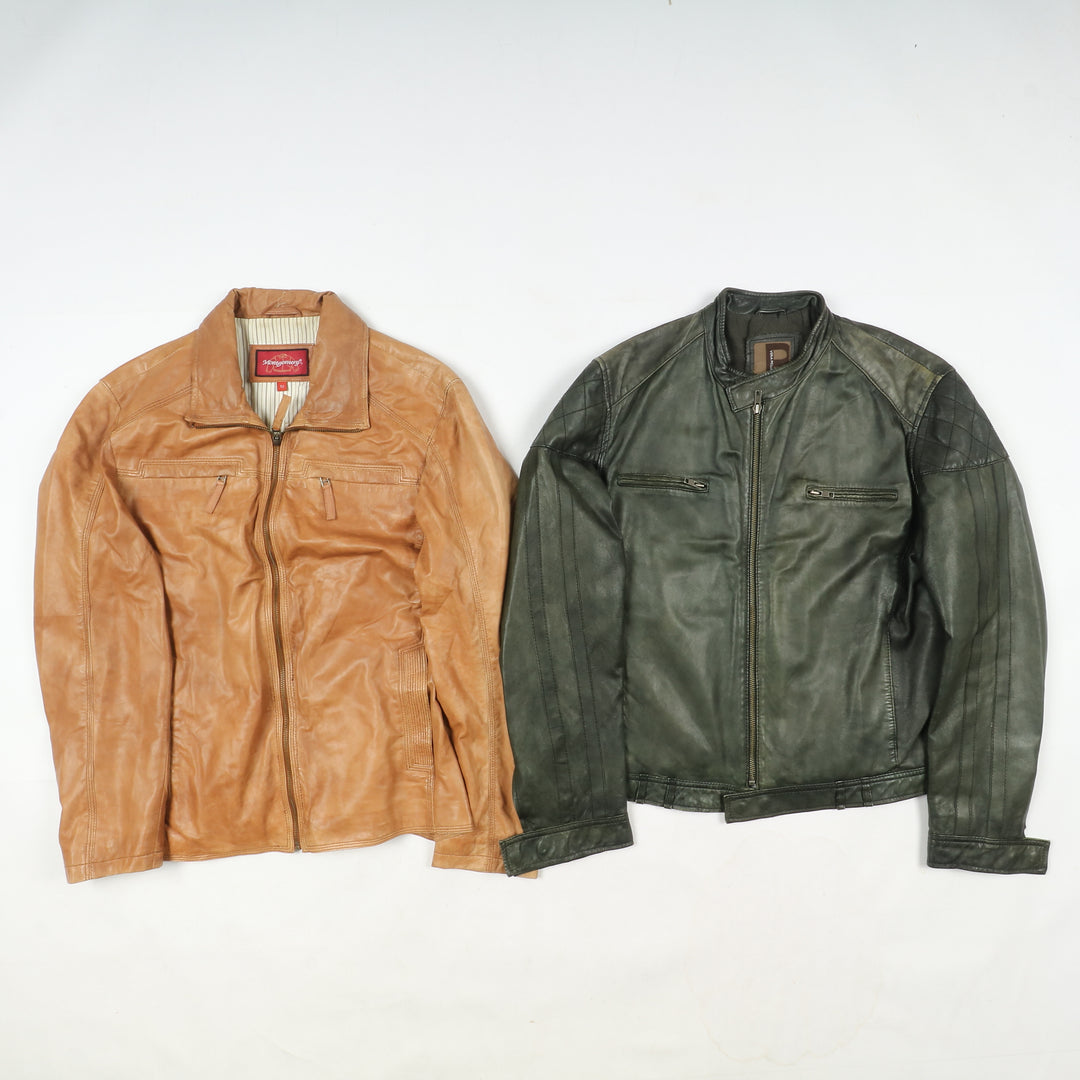 Box mix abbigliamento vintage in pelle Uomo e Donna 14 pz stock leather jacket