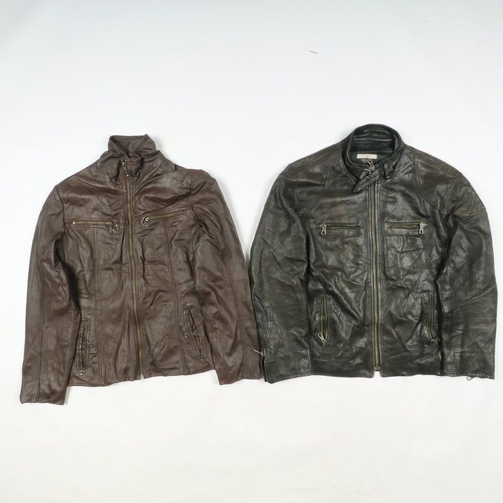 Box mix abbigliamento vintage in pelle Uomo e Donna 20 pz stock leather jacket