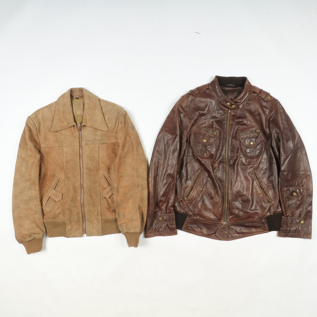 Box mix abbigliamento vintage in pelle Uomo e Donna 20 pz stock leather jacket