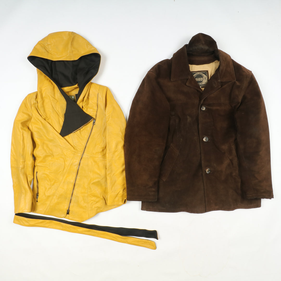 Box mix abbigliamento vintage in pelle Uomo e Donna 14 pz stock leather jacket