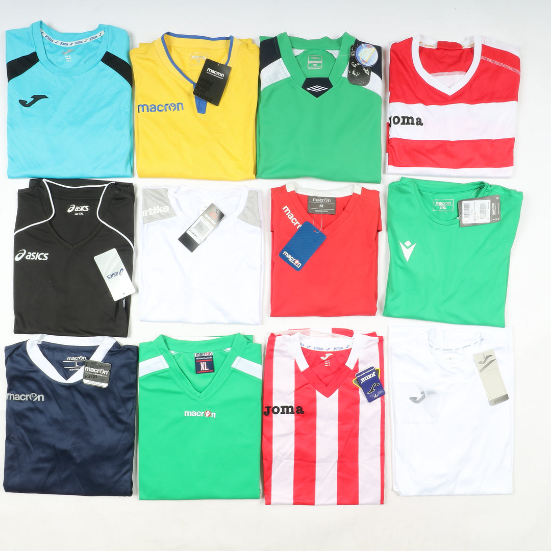 Magliette t-shirt sportive da calcio nuove 100pz uomo e donna Sportika, Macron, Royal, Joma