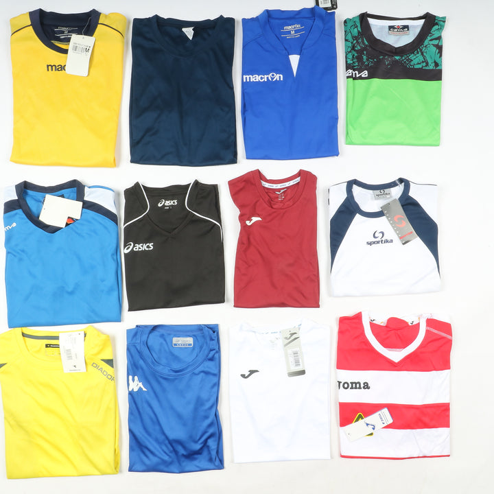 Magliette t-shirt sportive da calcio nuove 97pz uomo e donna Sportika, Macron, Royal, Joma