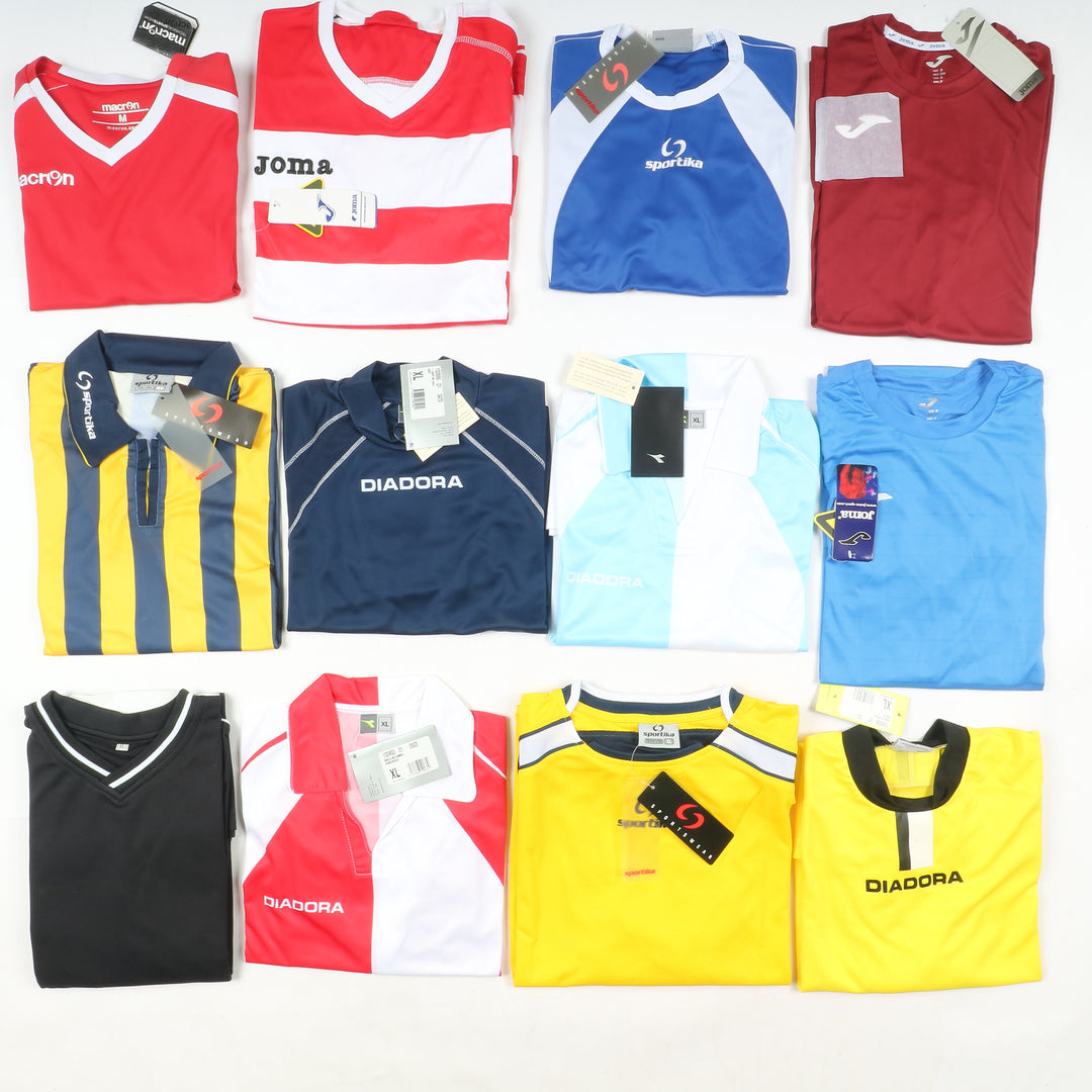 Magliette t-shirt sportive da calcio nuove 99pz uomo e donna Sportika, Macron, Royal, Joma
