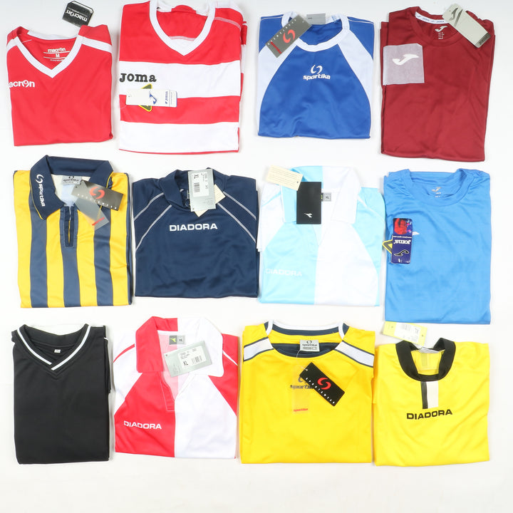 Magliette t-shirt sportive da calcio nuove 99pz uomo e donna Sportika, Macron, Royal, Joma