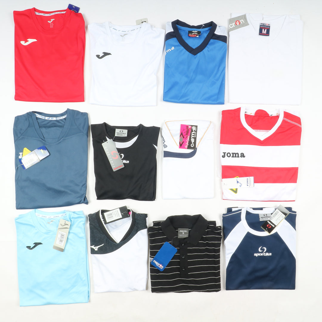 Magliette t-shirt sportive da calcio nuove 100pz uomo e donna Sportika, Macron, Royal, Joma