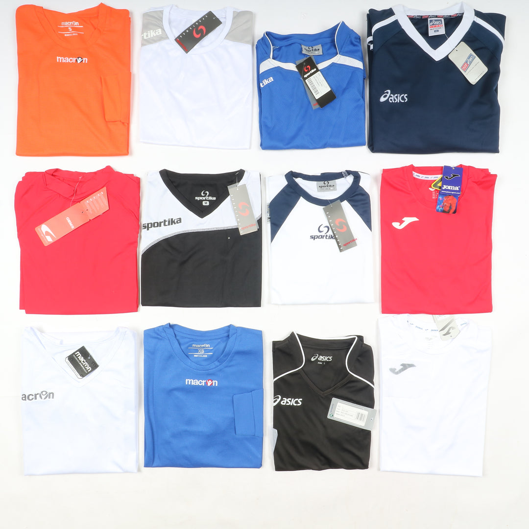 Magliette t-shirt sportive da calcio nuove 99pz uomo e donna Sportika, Macron, Royal, Joma