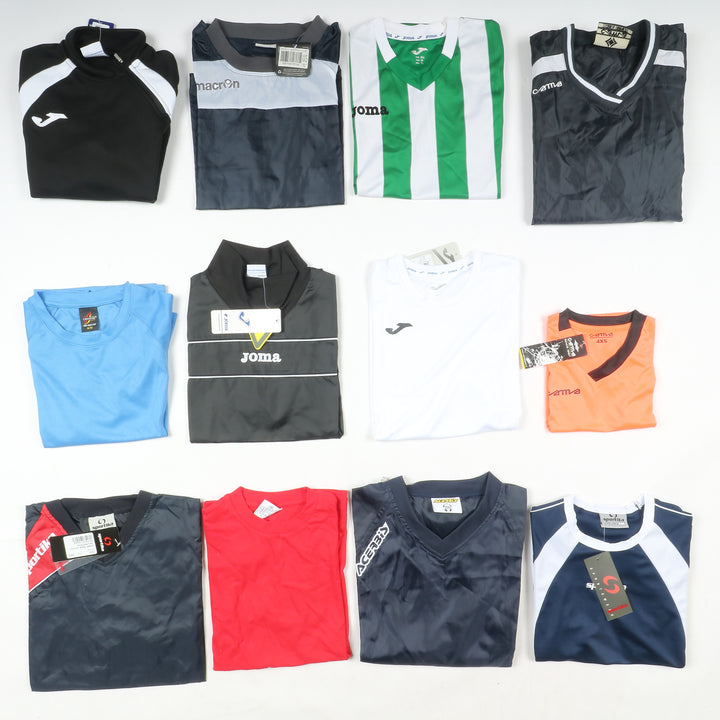 Magliette t-shirt sportive da calcio nuovi con cartellino 70pz Sportika, Macron, Royal, Joma