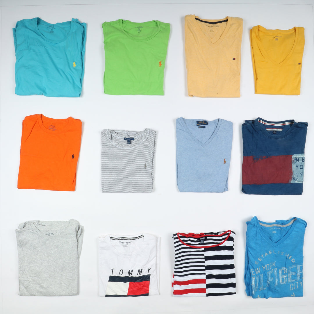 T-shirt magliette vintage Tommy Hifiger, Ralph Lauren e Chaps Box da 70pz