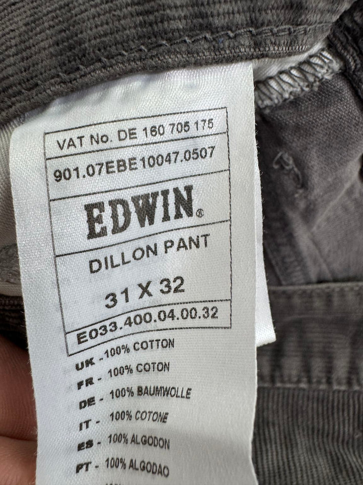 Edwin dillon slim pant W31 L32 deadstock corduroy pant marrone