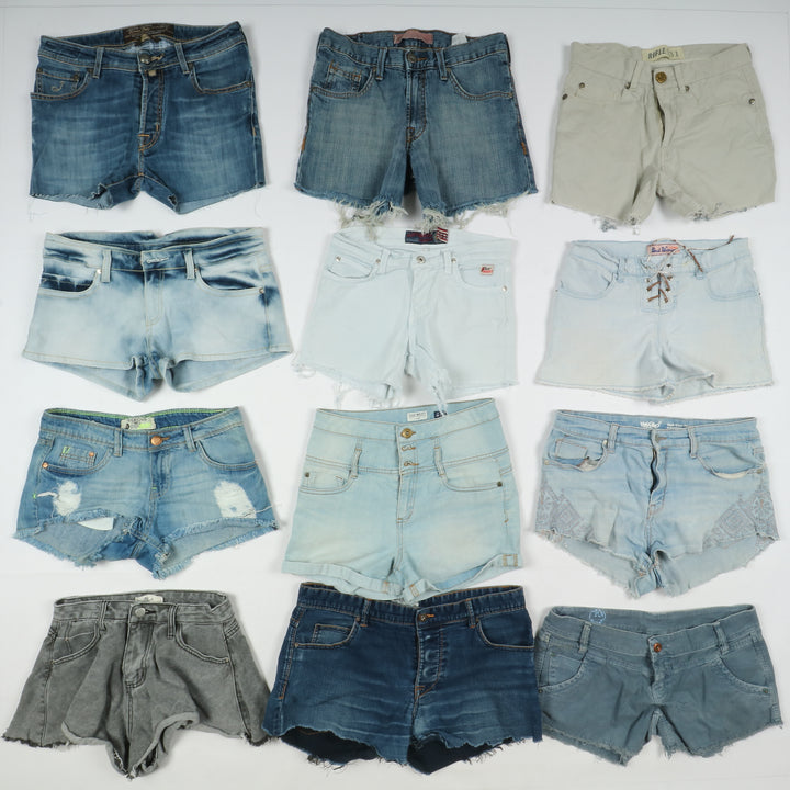 Short jeans donna mix brand box da 77pz vita alta, media e bassa