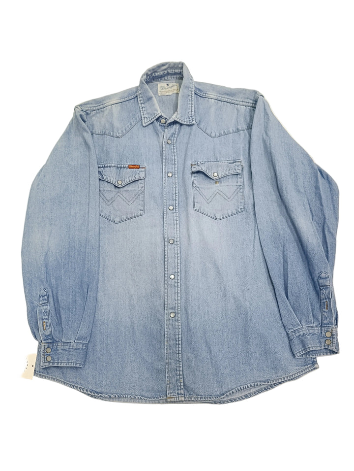 Wrangler blue bell shirt camicia taglia XL denim vintage jeans usato