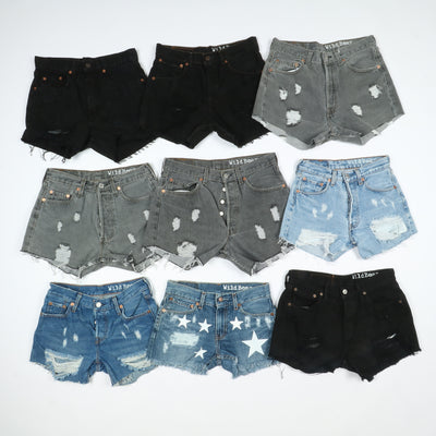 Stock Levis Short donna remake denim e nero 50pz Levi's vita alta