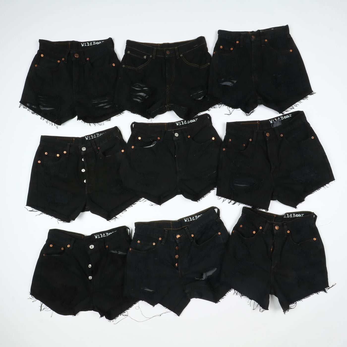 Stock Levis Short donna remake denim e nero 50pz Levi's vita alta