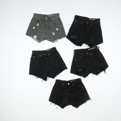 Stock Levis Short donna remake denim e nero 50pz Levi's vita alta