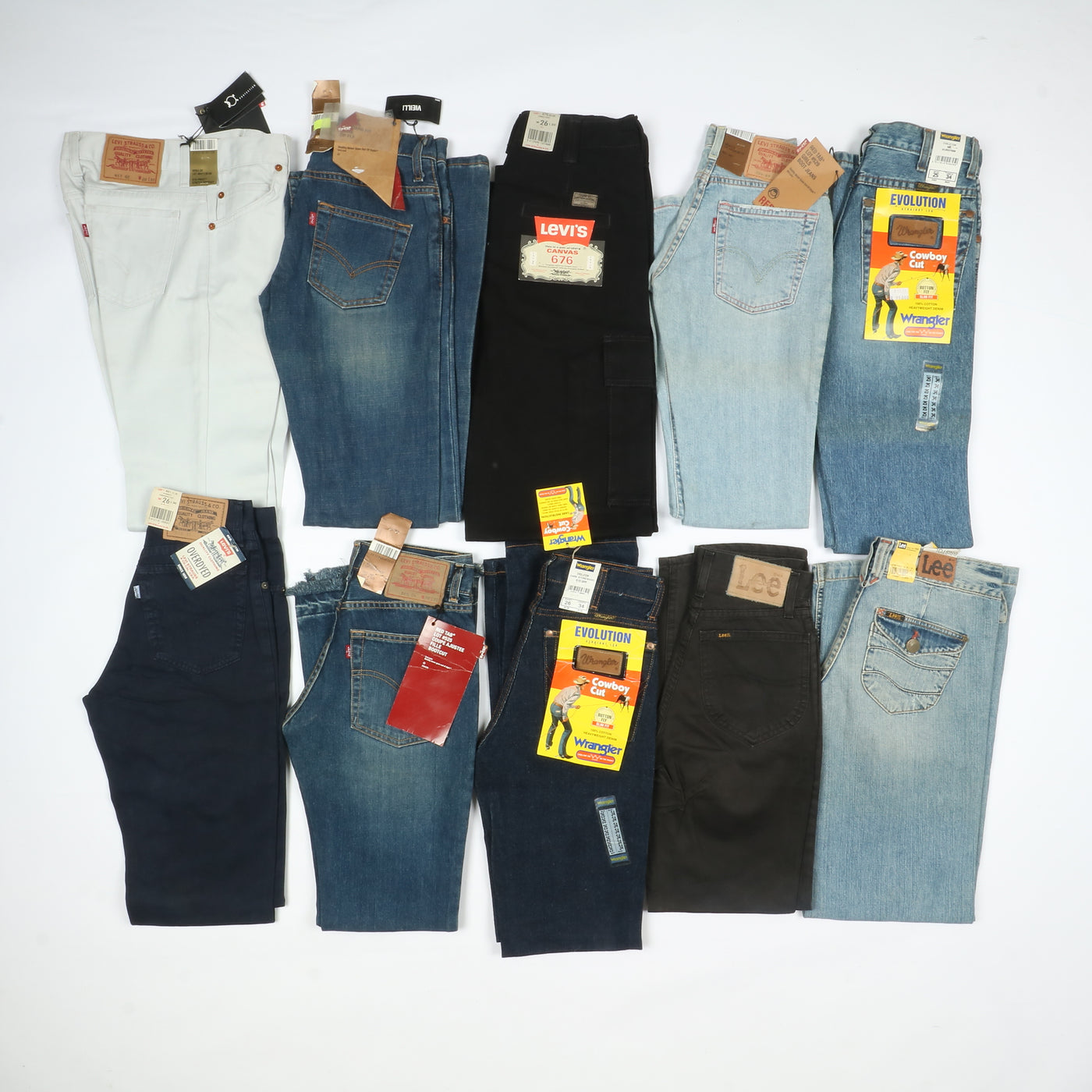 Levis - Lee e Wrangler jeans nuovi Deadstock stock da 44pz uomo donna
