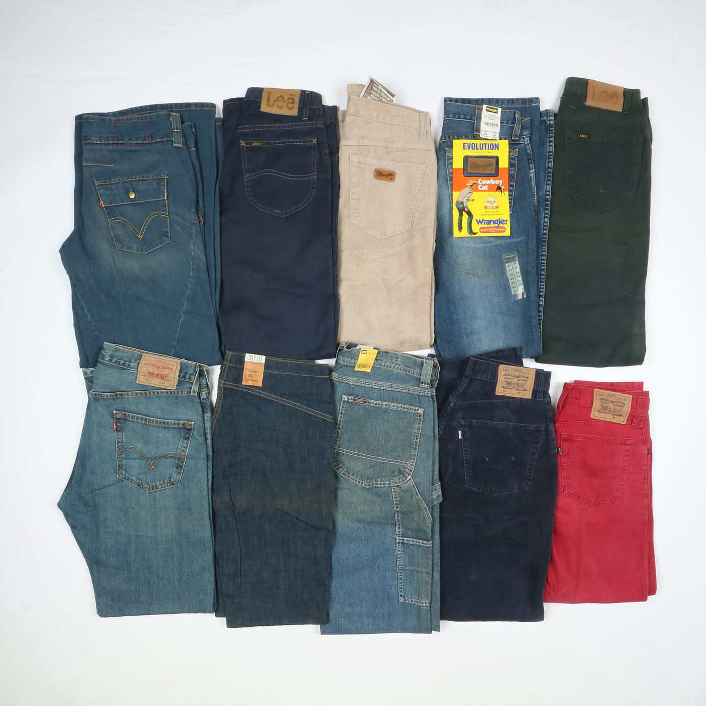 Levis - Lee e Wrangler jeans nuovi Deadstock stock da 44pz uomo donna