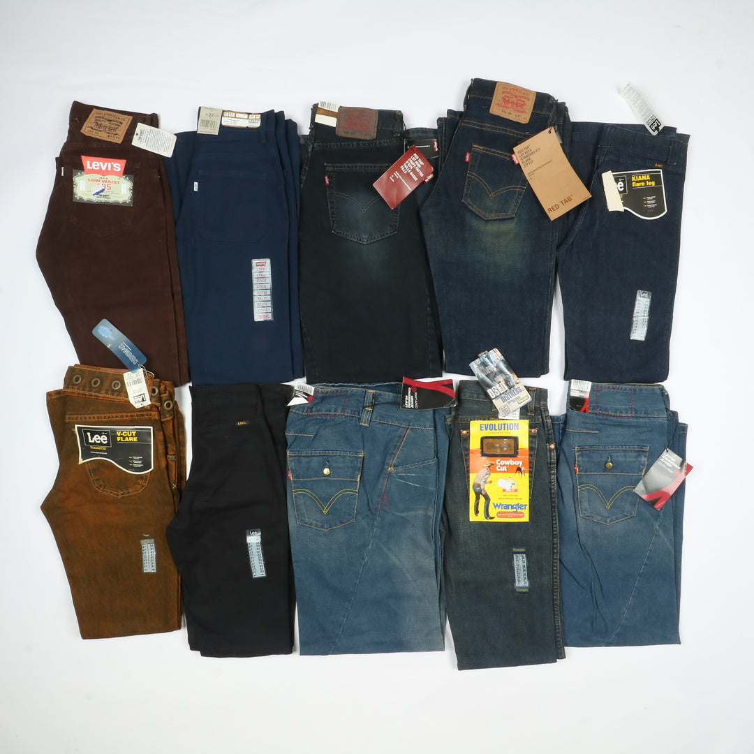 Levis - Lee e Wrangler jeans nuovi Deadstock stock da 44pz uomo donna