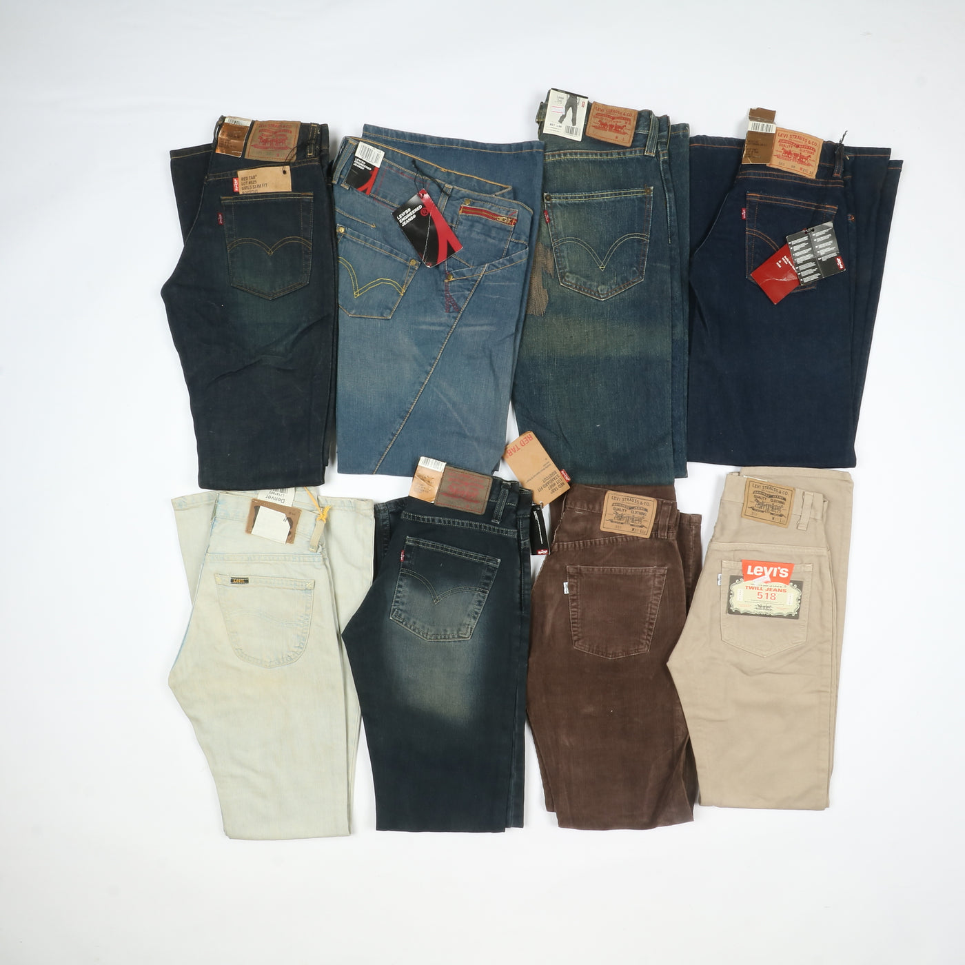 Levis - Lee e Wrangler jeans nuovi Deadstock stock da 44pz uomo donna