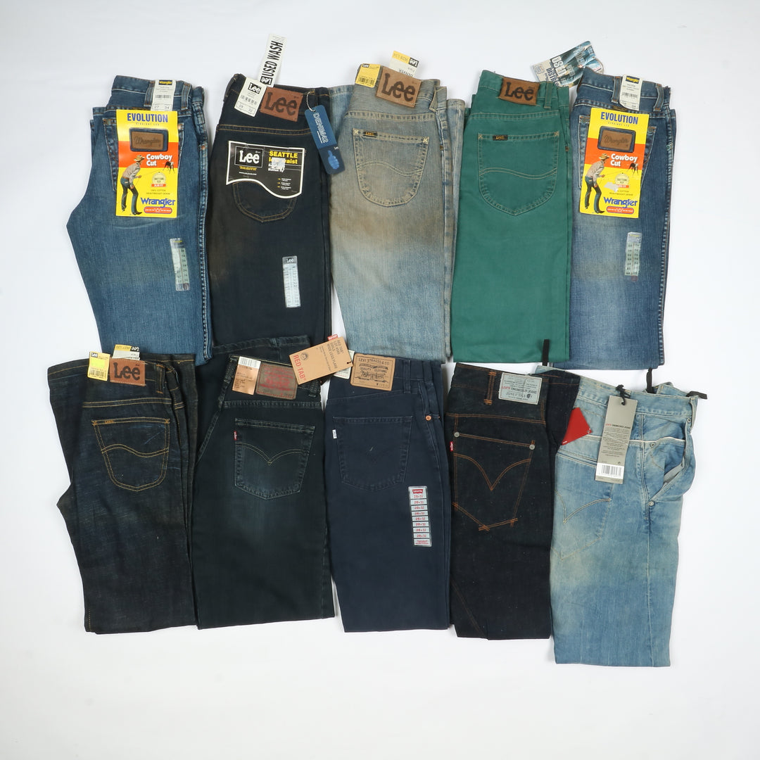 Levis - Lee e Wrangler jeans nuovi Deadstock stock da 44pz uomo donna