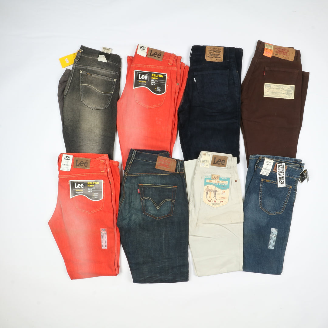 Levis - Lee e Wrangler jeans nuovi Deadstock stock da 44pz uomo donna