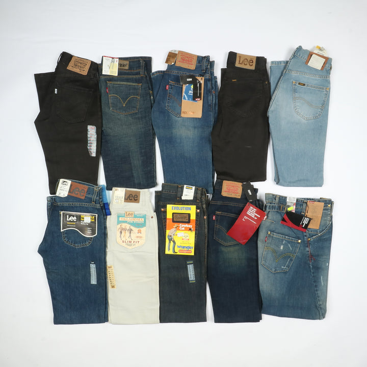 Levis - Lee e Wrangler jeans nuovi Deadstock stock da 44pz uomo donna