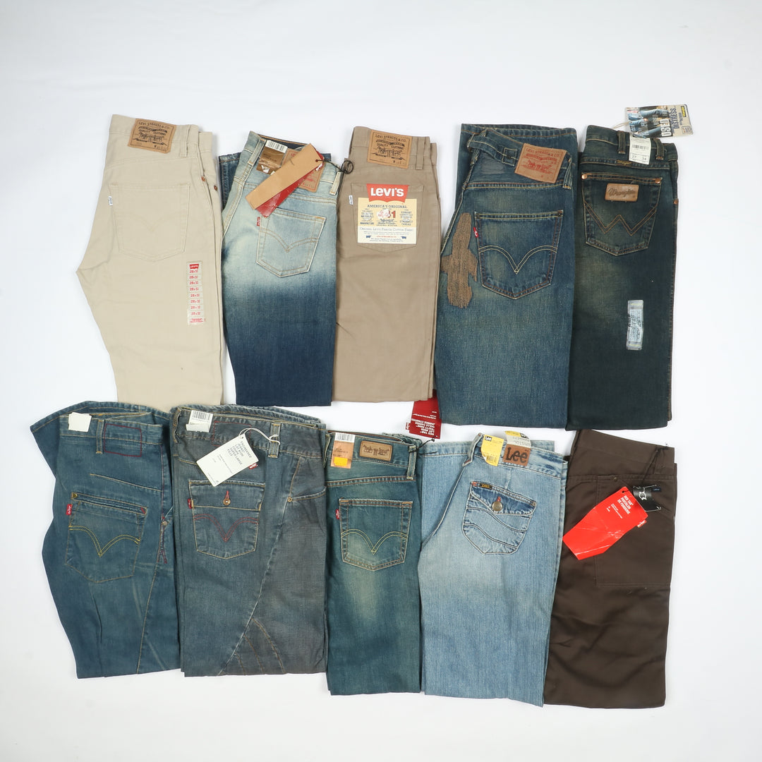 Levis - Lee e Wrangler jeans nuovi Deadstock stock da 44pz uomo donna