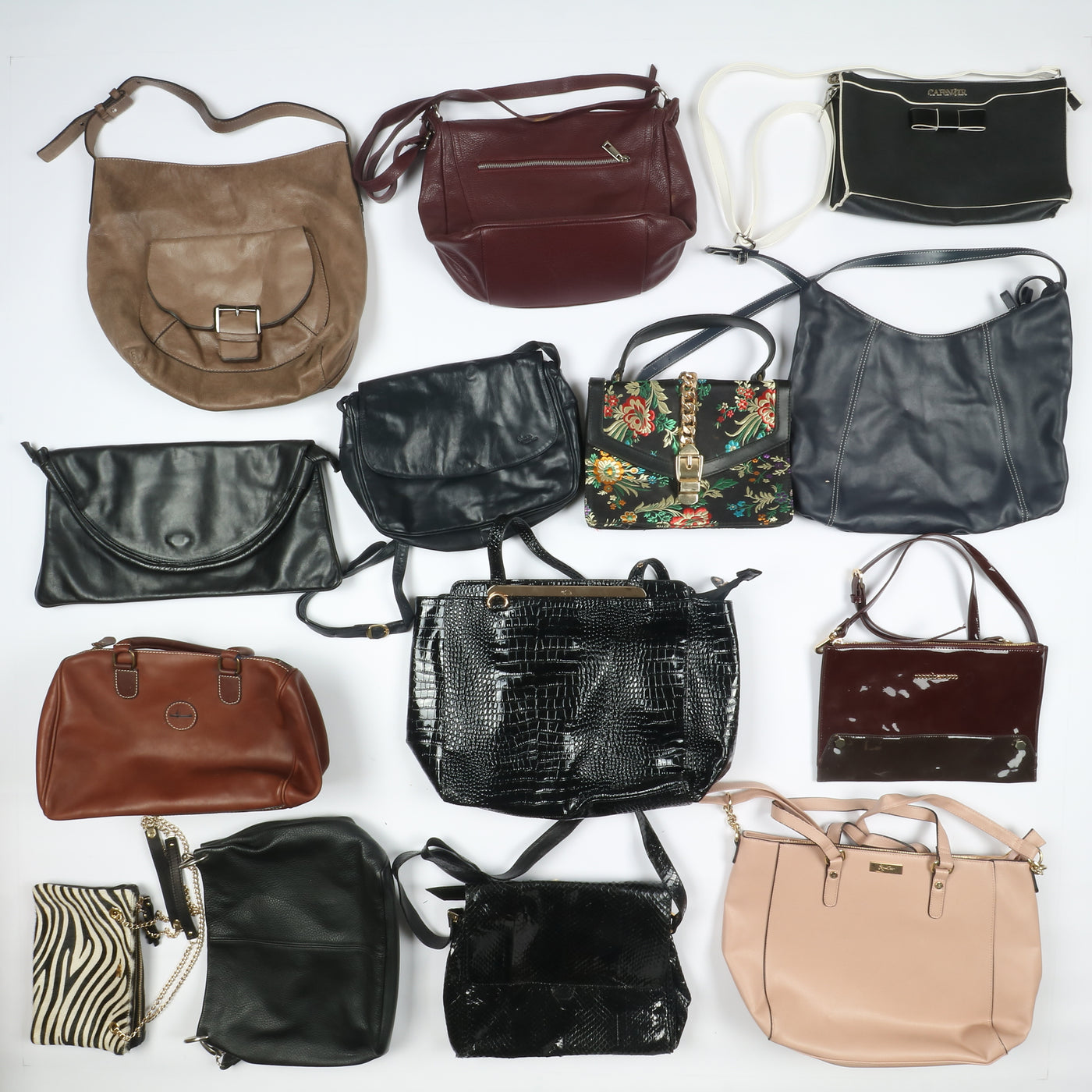 Stock lotto borse e borsette crema vintage 23kg - 35pz misto uomo donna