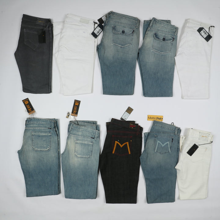 Pinko e Meltin Pot pantaloni e jeans nuovi deadstock Stock 74pz