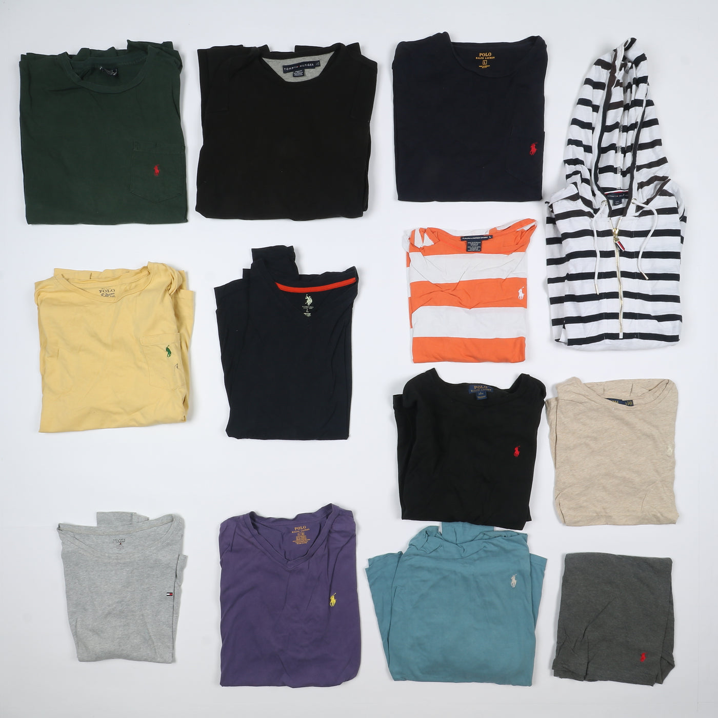 Stock Ralph Lauren, Tommy Hilfiger e Vineyard vine 54pz t-shirt vintage colorate