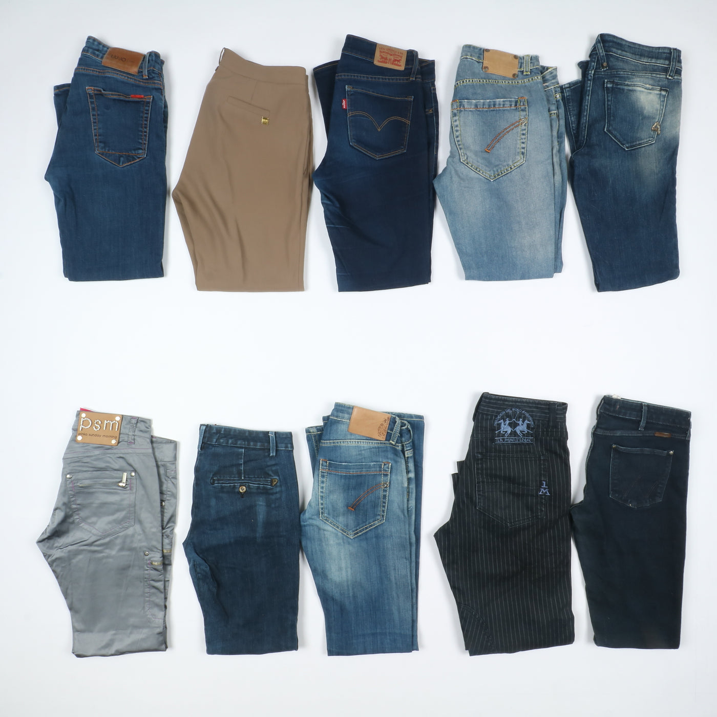 Pantaloni Donna Jeans firmati e vintage stock 61 pz Hollister, Dondup, CK, La Martina ...