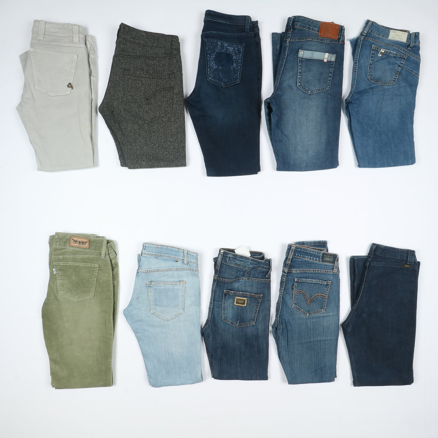 Pantaloni Donna Jeans firmati e vintage stock 61 pz Hollister, Dondup, CK, La Martina ...