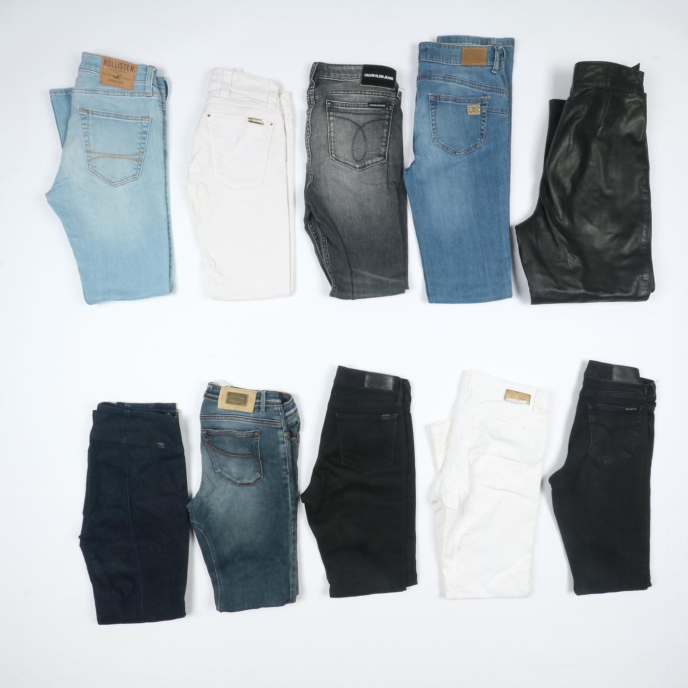 Pantaloni Donna Jeans firmati e vintage stock 61 pz Hollister, Dondup, CK, La Martina ...