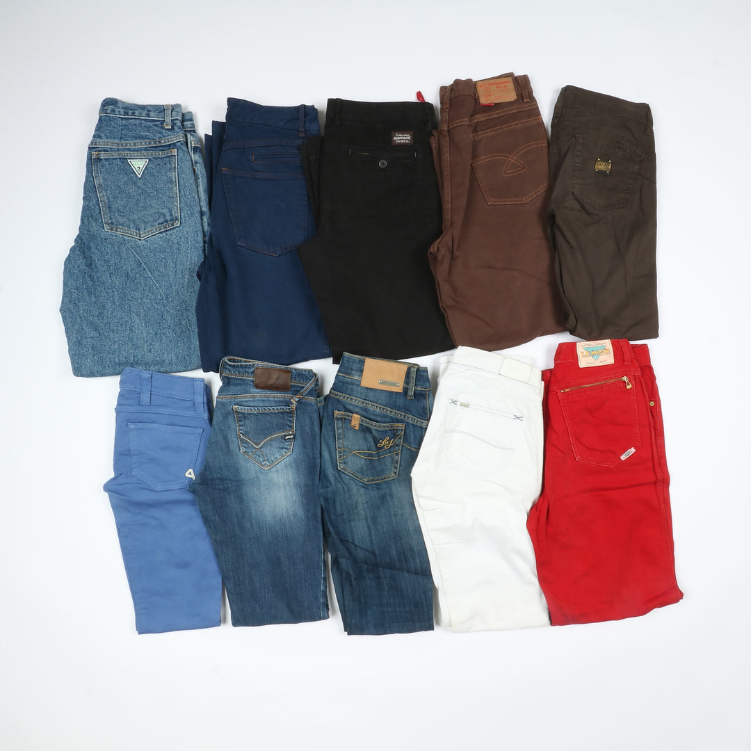 Pantaloni Donna Jeans firmati e vintage stock 50 pz Guess Cycle Levi's Rifle