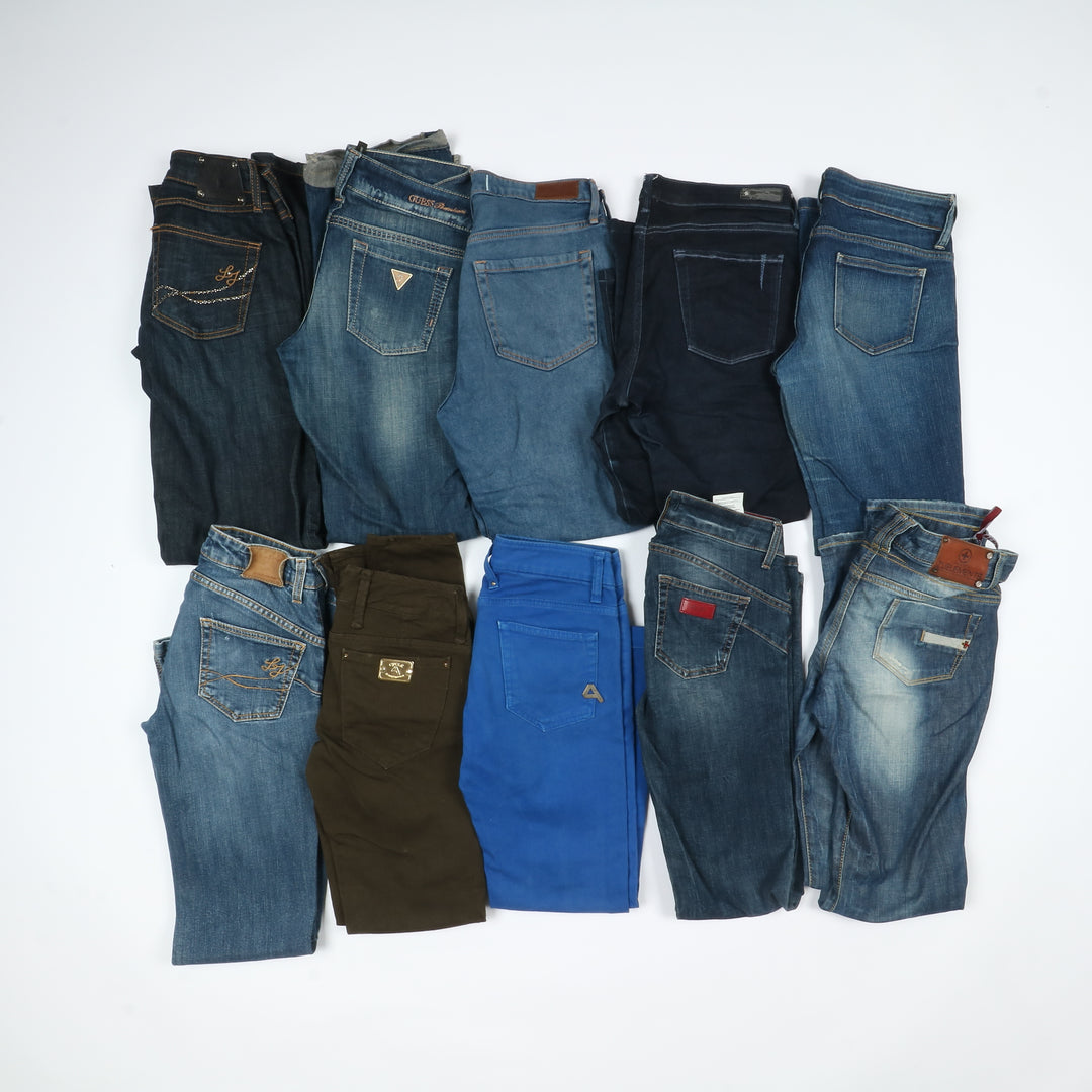 Pantaloni Donna Jeans firmati e vintage stock 50 pz Guess Cycle Levi's Rifle